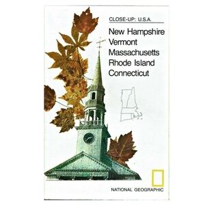 1975 National Geographic Close-Up USA Map Series -  NH, VT, MA, RI